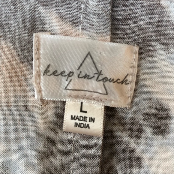 Keep In Touch Boho Tan Black Tie Dye Open Duster Cardigan Long Line Large - Picture 6 of 8